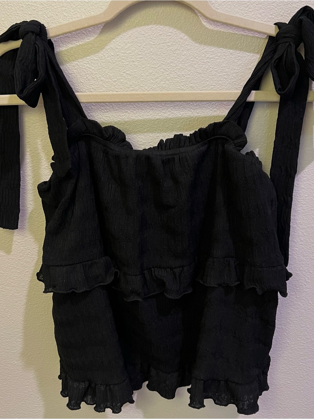 Altar'd State Black Ruffle Tie-Shoulder Top - Picture 2 of 4